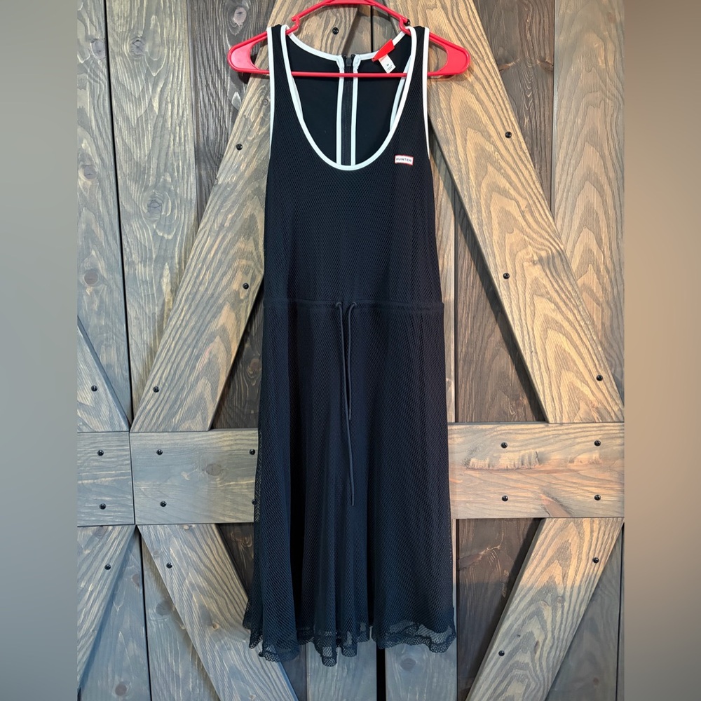 Hunter Black Mesh Tank Dress with White Trim